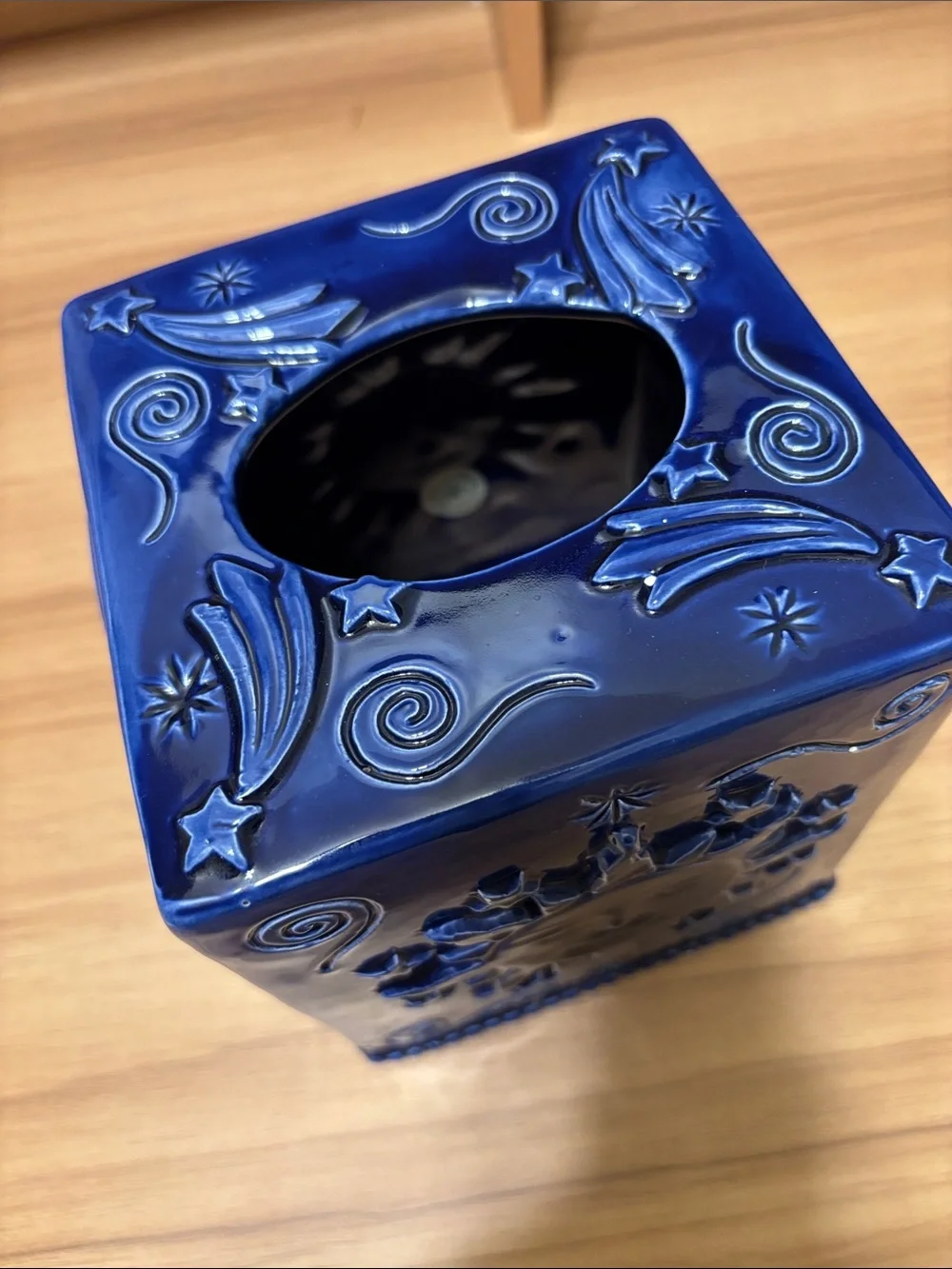 Decorative Blue Ceramic Sun & Moon Tissue Box Cover - celestial astrology 90’s - Picture 2 of 9